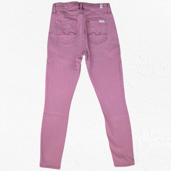 7 for all mankind Mauve Pink High Waisted Ankle Color Skinny 7FAM Jeans Size 26 - Picture 8 of 8